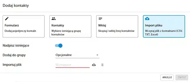 Dodaj kontakty