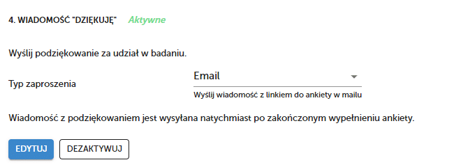 Podziękowanie za wypełnienie ankiety