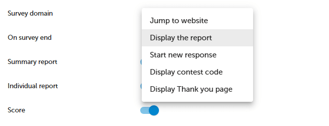 Display survey score